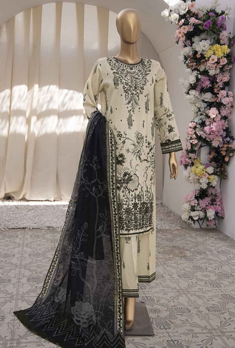 3 Piece Unstitched - Nayab Printkari Doriya Embroiderd Suit