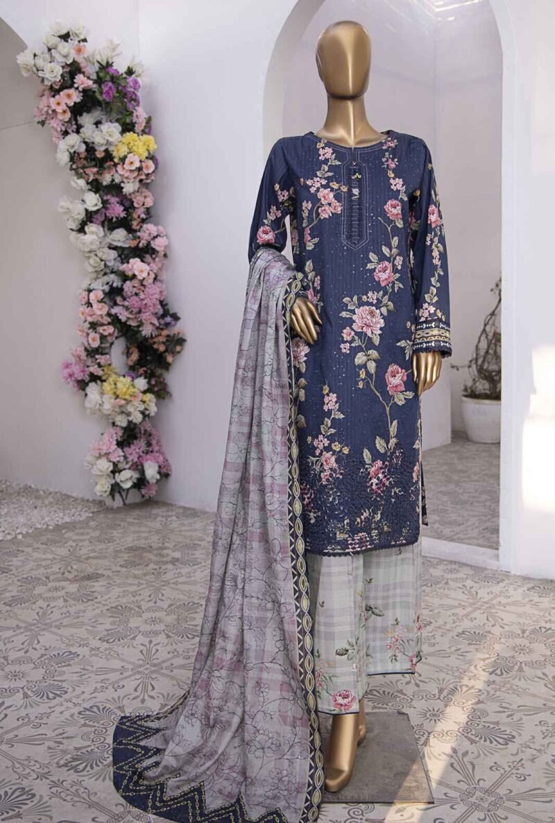 3 Piece Unstitched - Nayab Printkari Doriya Embroiderd Suit