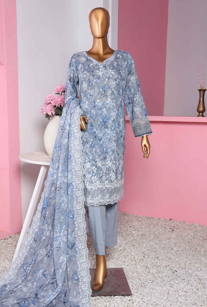3 Piece Unstitched - Nayab Printkari Doriya Embroiderd Suit