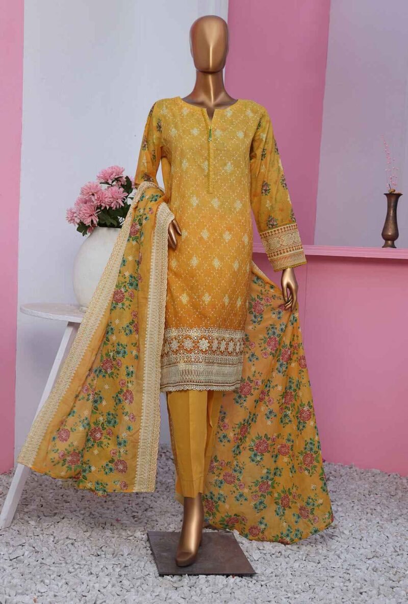 3 Piece Unstitched - Nayab Printkari Doriya Embroiderd Suit