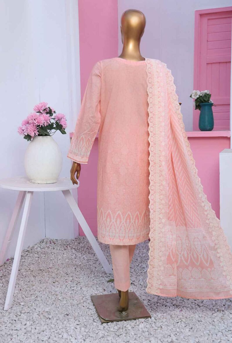 3 Piece Unstitched - Premium Lawnkari Embroidered Suit - Image 2
