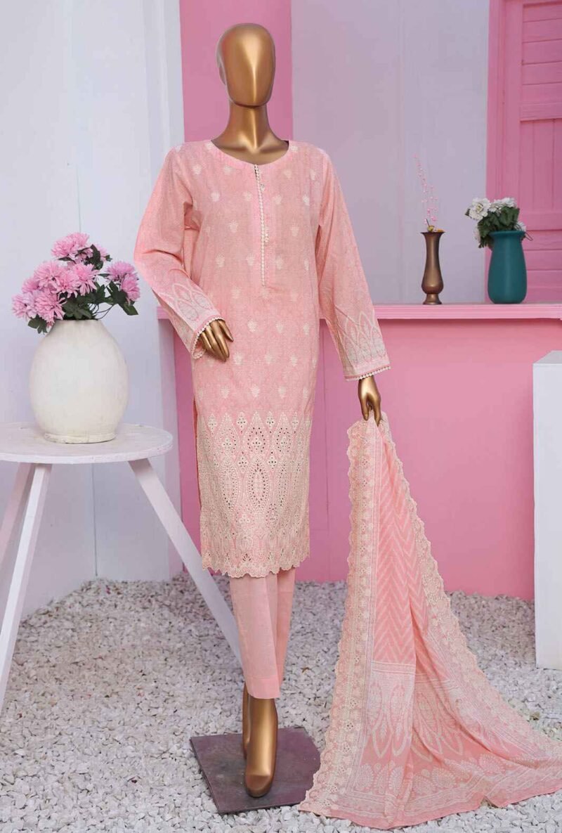 3 Piece Unstitched - Premium Lawnkari Embroidered Suit