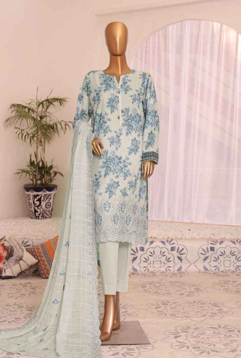3 Piece Unstitched -Satranga Embroidered Lawn Suit