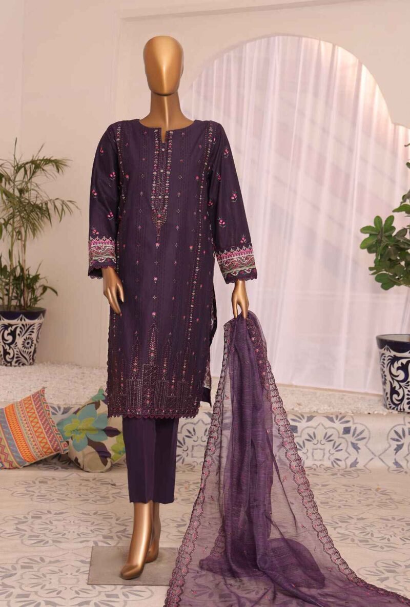 3 Piece Unstitched -Satranga Embroidered Lawn Suit
