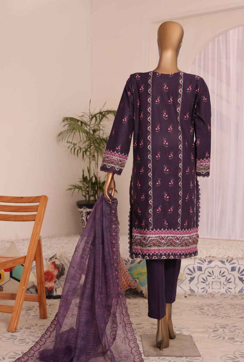 3 Piece Unstitched -Satranga Embroidered Lawn Suit - Image 2