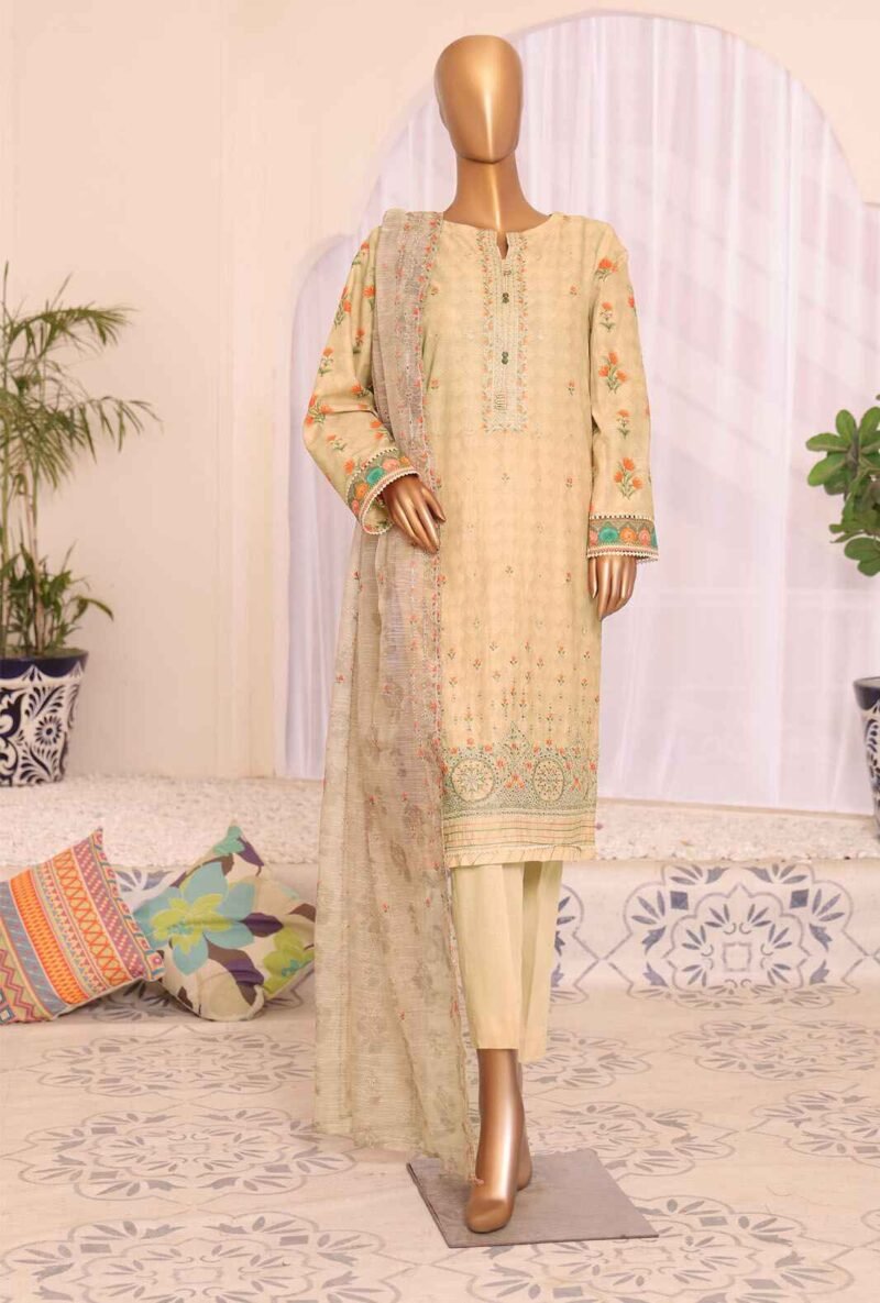 3 Piece Unstitched -Satranga Embroidered Lawn Suit