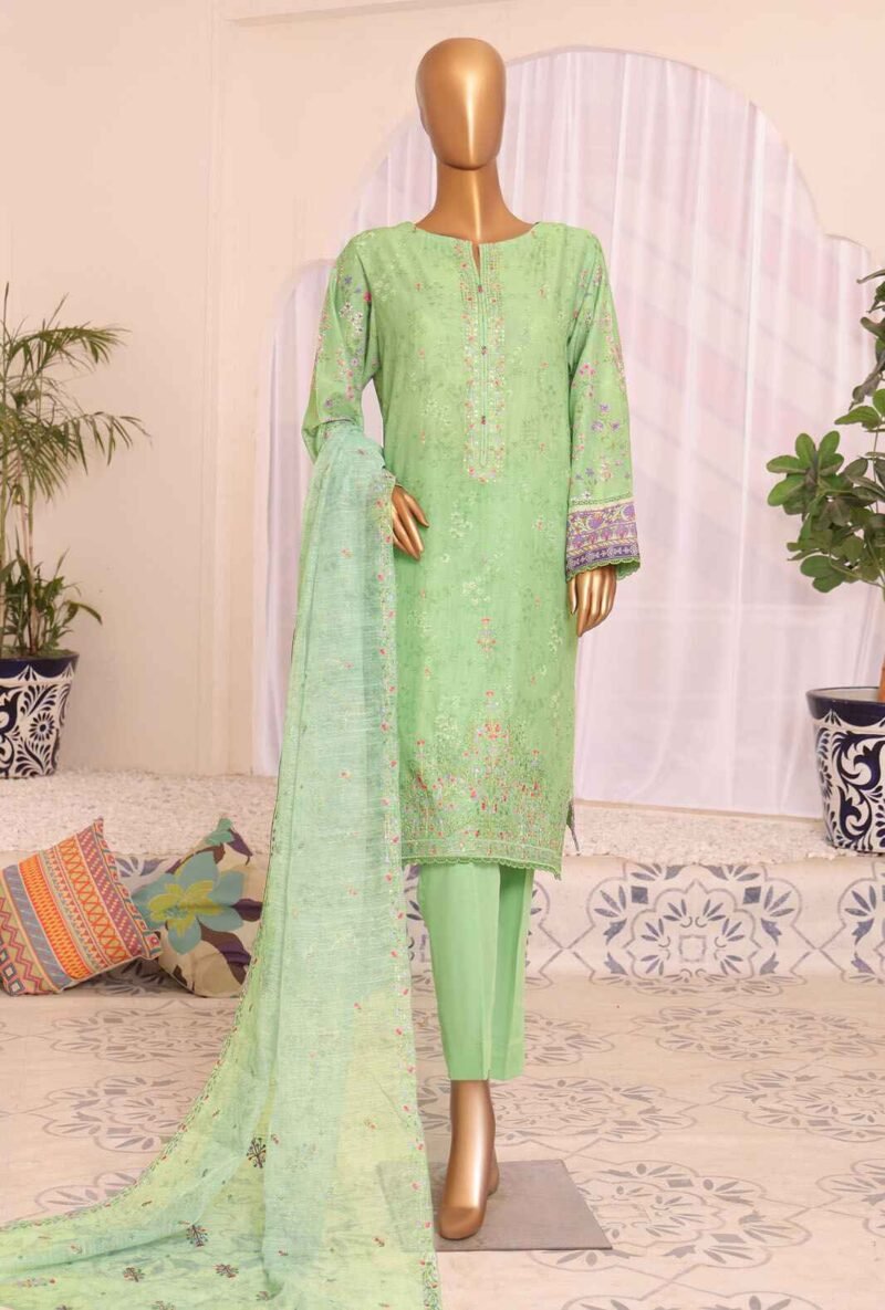 3 Piece Unstitched -Satranga Embroidered Lawn Suit