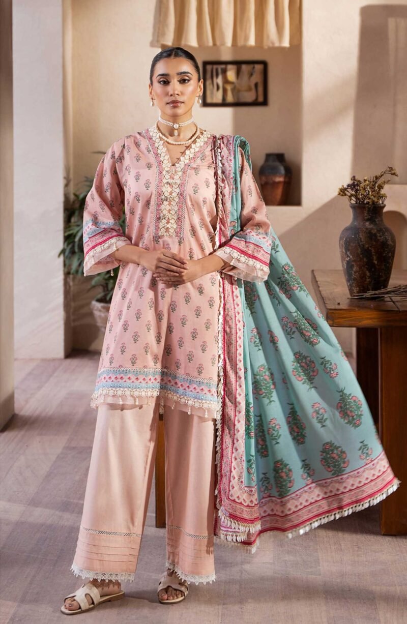 Mausummery Printed Lawn Unstitched 3 Piece - Dahlia - MUS25PL - Light Pink - Summer Collection