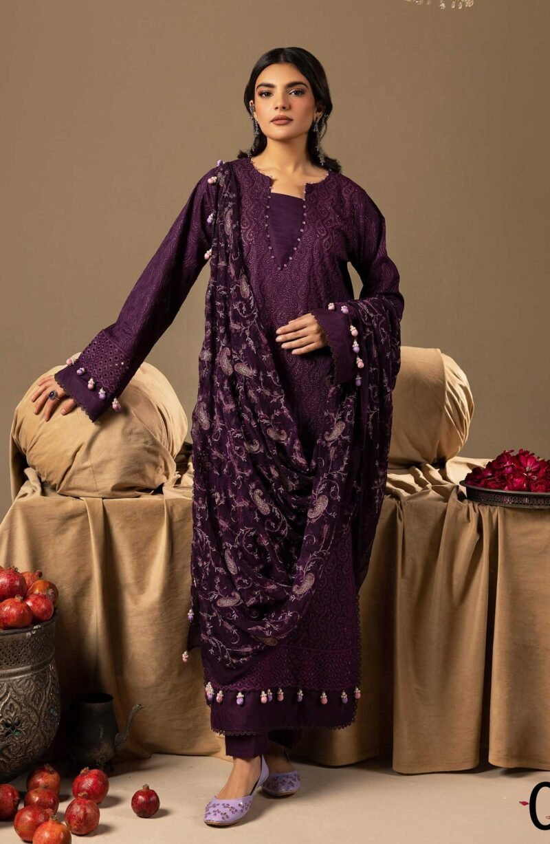 Mahees Dilkash by Riaz Arts Chikankari Lawn Unstitched 3 Piece - D-03 - RA25MD - Tea Pink - Summer Collection
