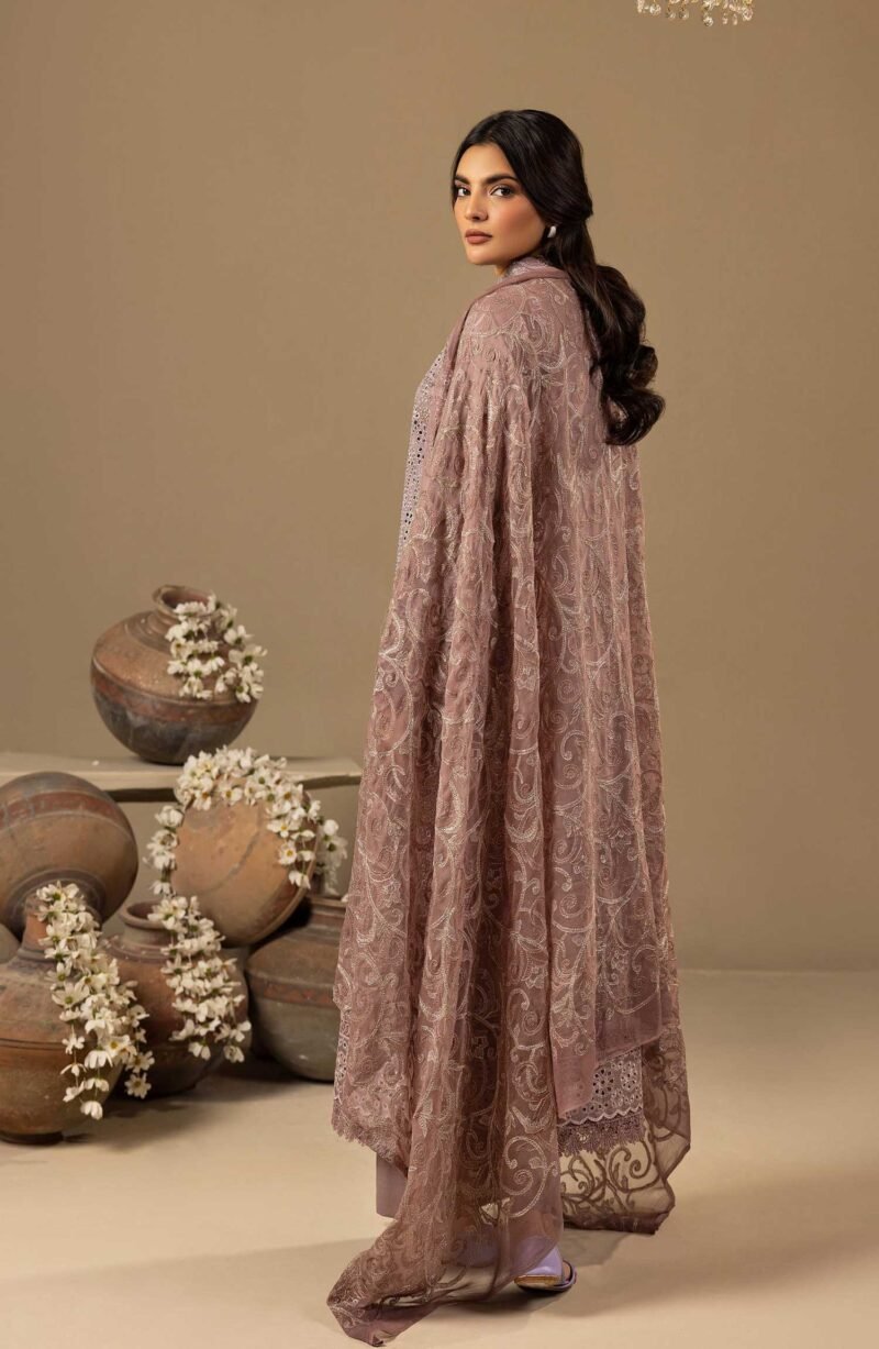 Mahees Dilkash by Riaz Arts Chikankari Lawn Unstitched 3 Piece - D-03 - RA25MD - Tea Pink - Summer Collection - Image 2
