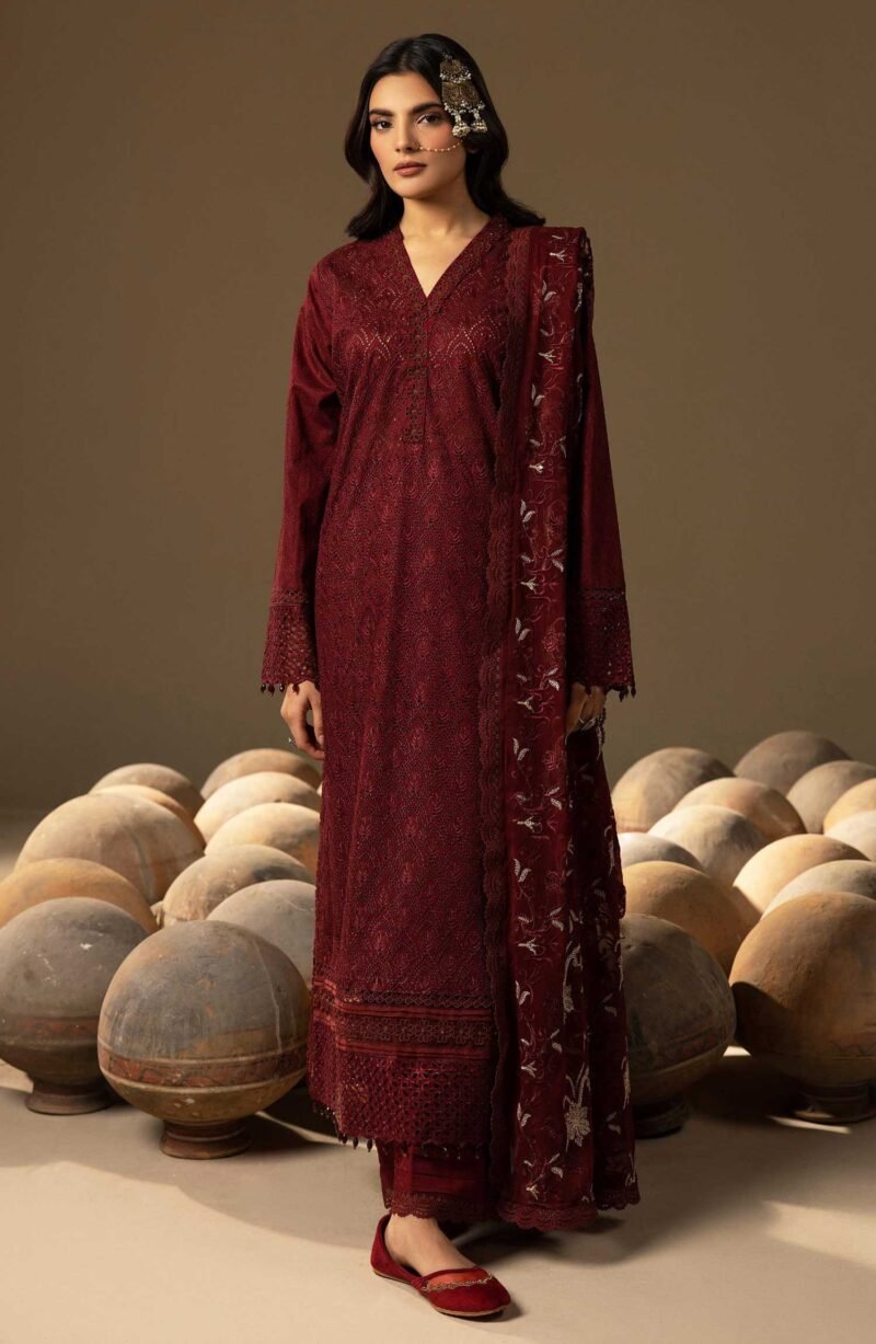 Mahees Dilkash by Riaz Arts Chikankari Lawn Unstitched 3 Piece - D-03 - RA25MD - Tea Pink - Summer Collection