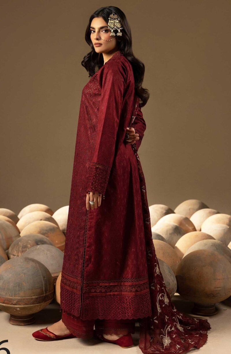 Mahees Dilkash by Riaz Arts Chikankari Lawn Unstitched 3 Piece - D-03 - RA25MD - Tea Pink - Summer Collection - Image 2