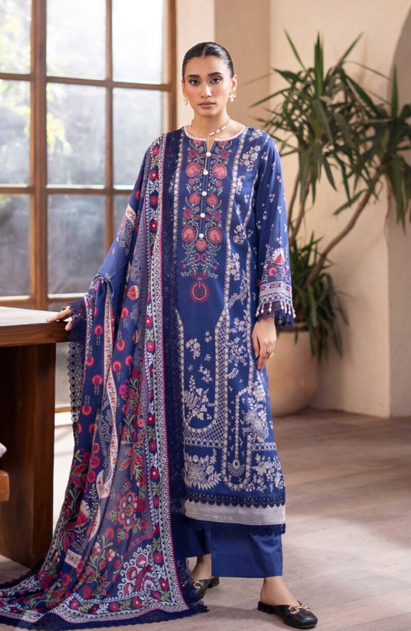 Mausummery Printed Lawn Unstitched 3 Piece - Aster - MUS25PL - Blue - Summer Collection