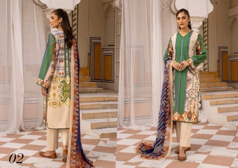 *Rangbarang ORANGE OUTFITS By Luxury Printed Lawn Collection With Bamber Chiffon Duppata Vol-8,2024*