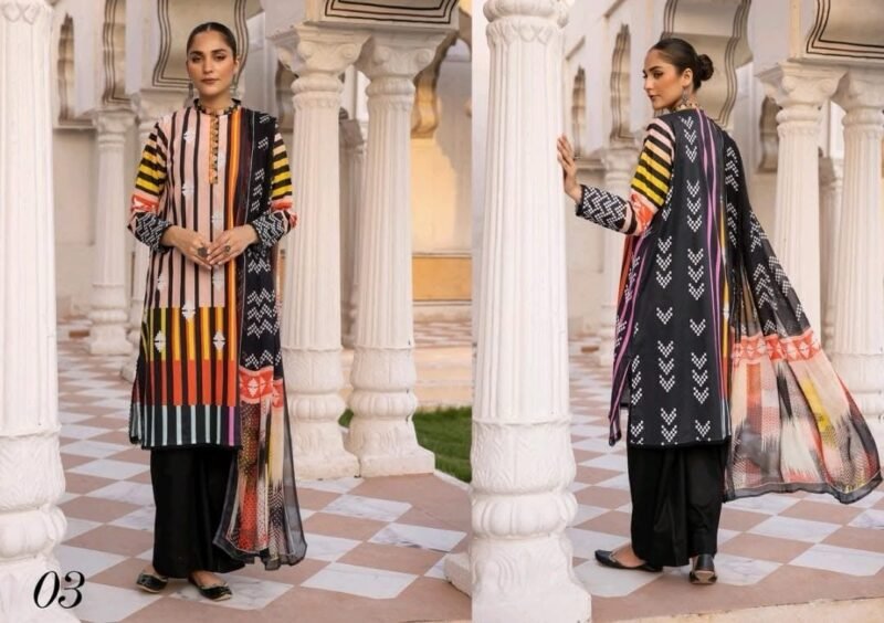 *Rangbarang ORANGE OUTFITS By Luxury Printed Lawn Collection With Bamber Chiffon Duppata Vol-8,2024*