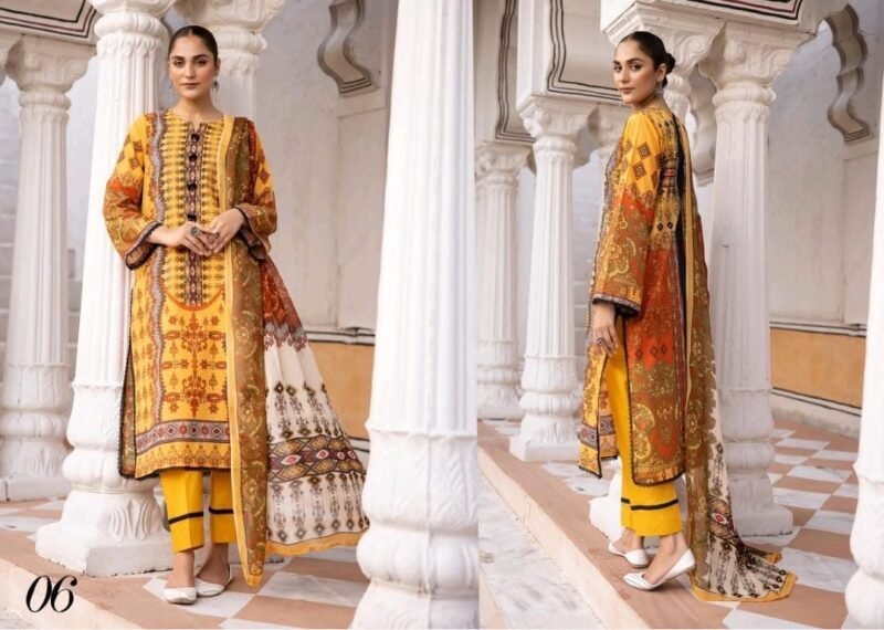*Rangbarang ORANGE OUTFITS By Luxury Printed Lawn Collection With Bamber Chiffon Duppata Vol-8,2024*