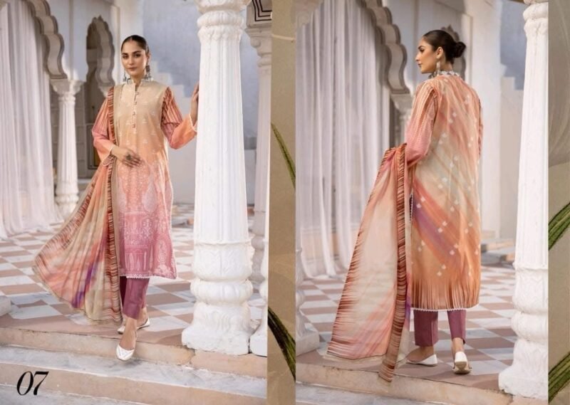 *Rangbarang ORANGE OUTFITS By Luxury Printed Lawn Collection With Bamber Chiffon Duppata Vol-8,2024*