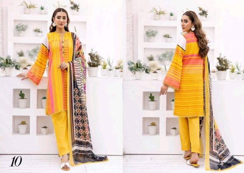 *Rangbarang ORANGE OUTFITS By Luxury Printed Lawn Collection With Bamber Chiffon Duppata Vol-8,2024*