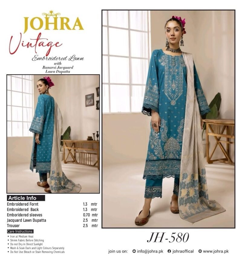 🌺 VINTAGE BY JOHRA 🌺
🌿 Embroidered Lawn With Banarsi Jacquard Lawn Dupatta 🌿