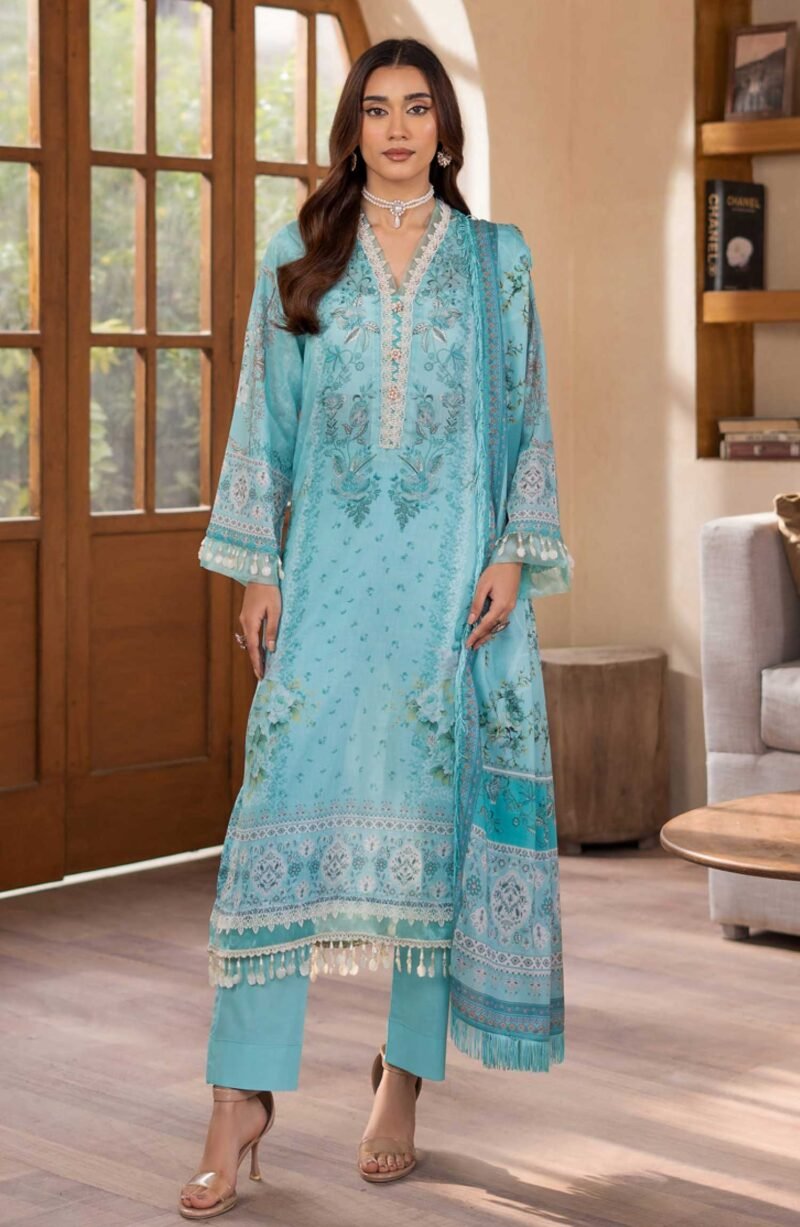 Mausummery Printed Lawn Unstitched 3 Piece - Aster - MUS25PL - Blue - Summer Collection