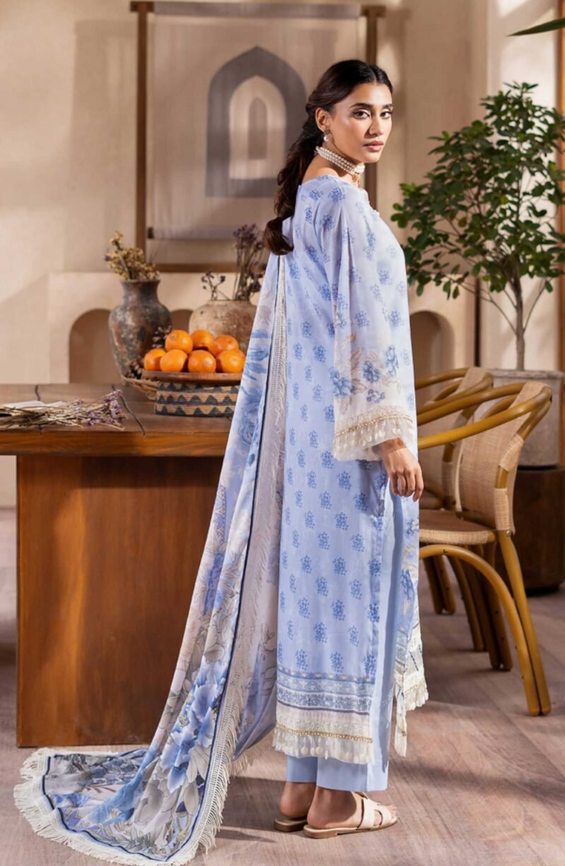 Mausummery Printed Lawn Unstitched 3 Piece - Aster - MUS25PL - Blue - Summer Collection - Image 2