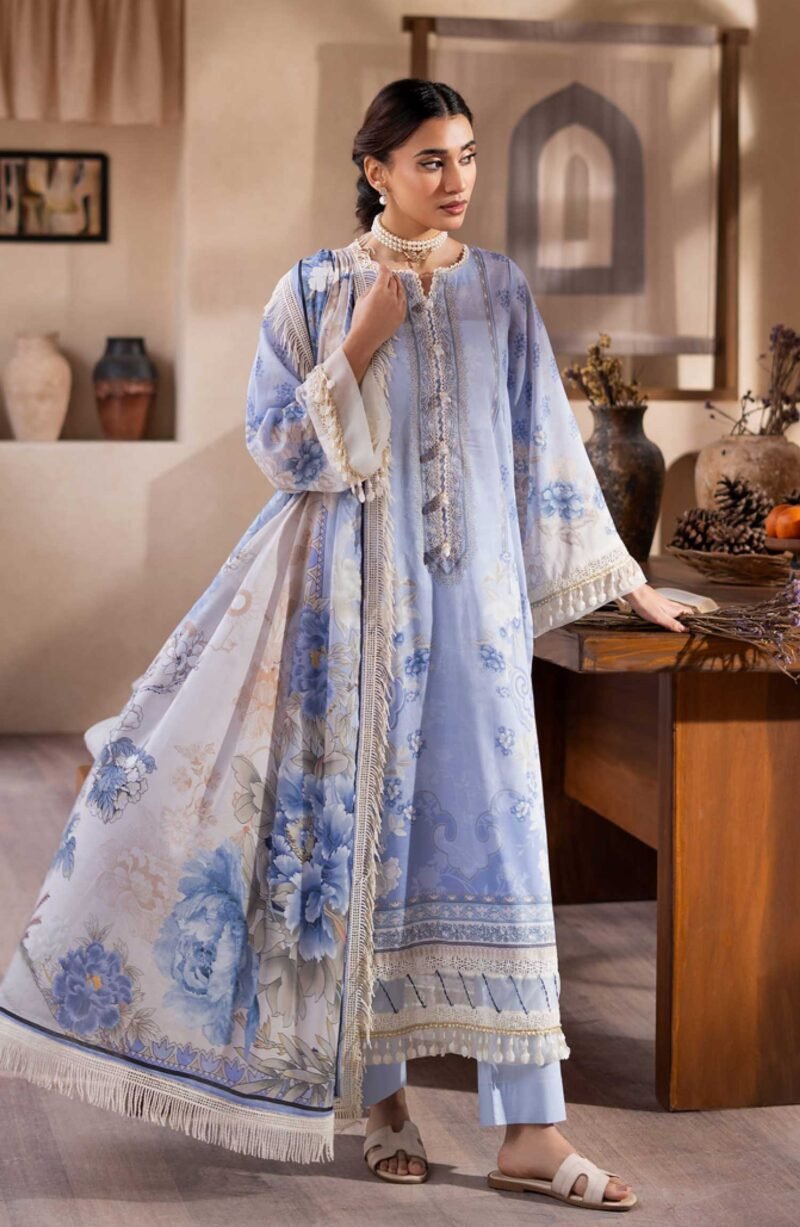Mausummery Printed Lawn Unstitched 3 Piece - Aster - MUS25PL - Blue - Summer Collection