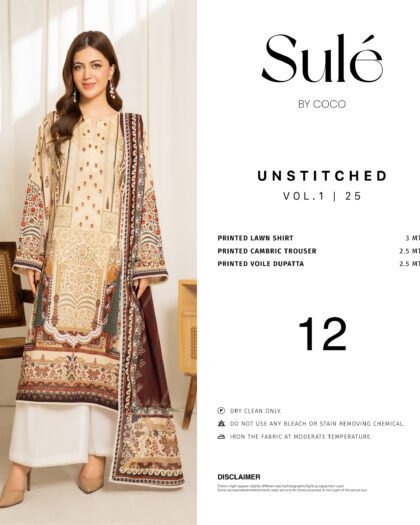 COCO SULE Prints by Zara Shahjahan – Digital Printed Lawn Collection Vol-1 2025 | Unstitched 3-Piece Suit
