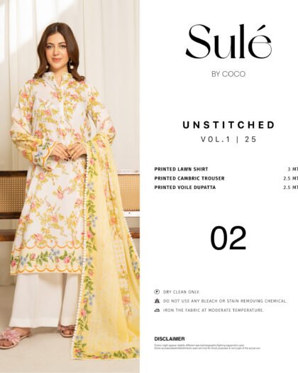 COCO SULE Prints by Zara Shahjahan – Digital Printed Lawn Collection Vol-1 2025 | Unstitched 3-Piece Suit