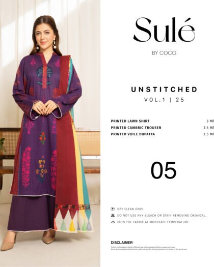 COCO SULE Prints by Zara Shahjahan – Digital Printed Lawn Collection Vol-1 2025 | Unstitched 3-Piece Suit