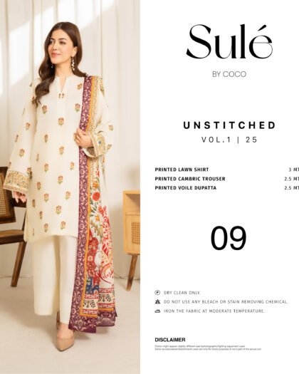 COCO SULE Prints by Zara Shahjahan – Digital Printed Lawn Collection Vol-1 2025 | Unstitched 3-Piece Suit