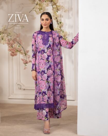 ZIVA by Gull Jee – Premium Unstitched Embroidered Lawn Suit