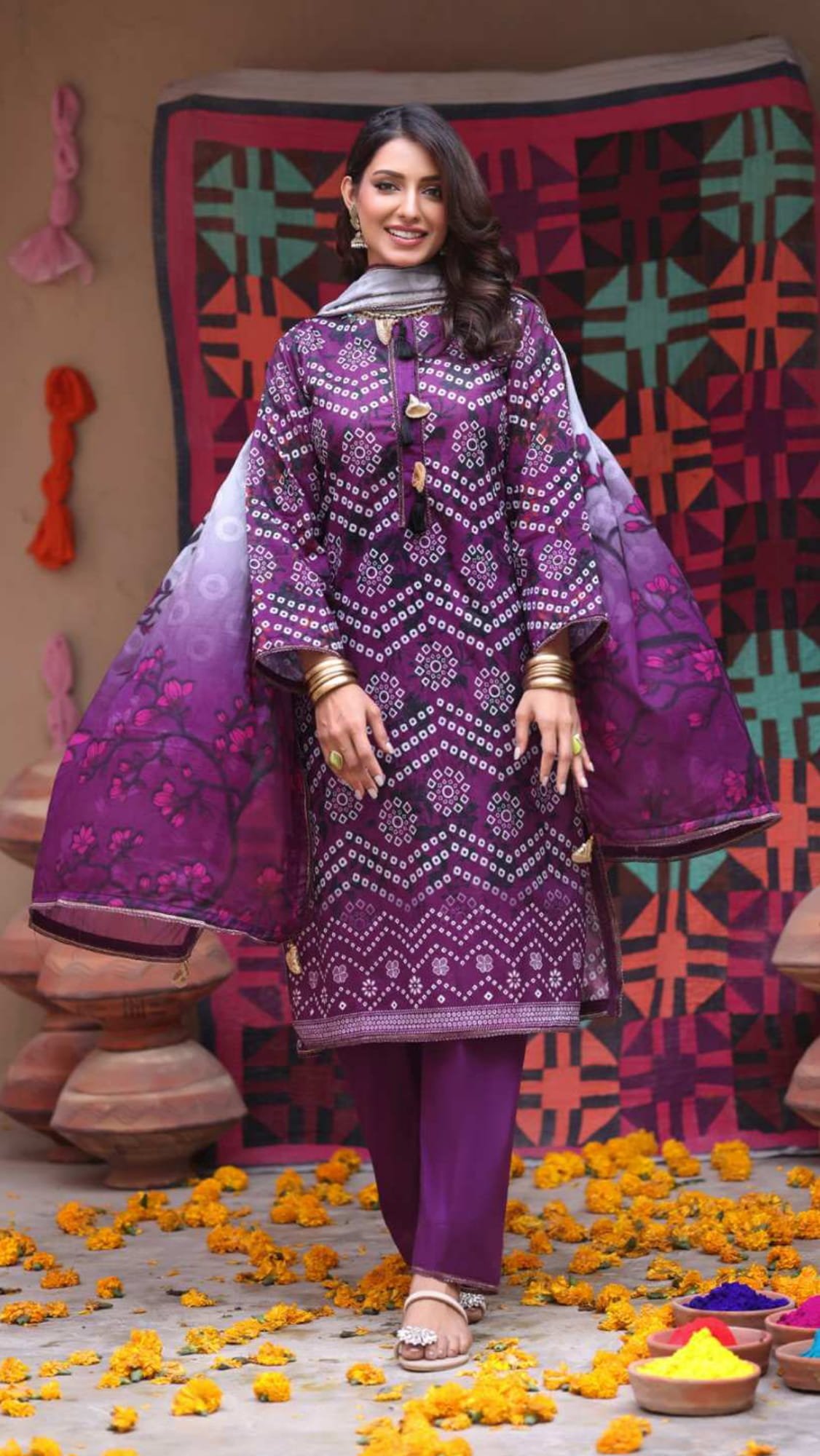 Heritage Chunri Digital Printed Lawn Collection (2026) – 3 Piece Unstitched