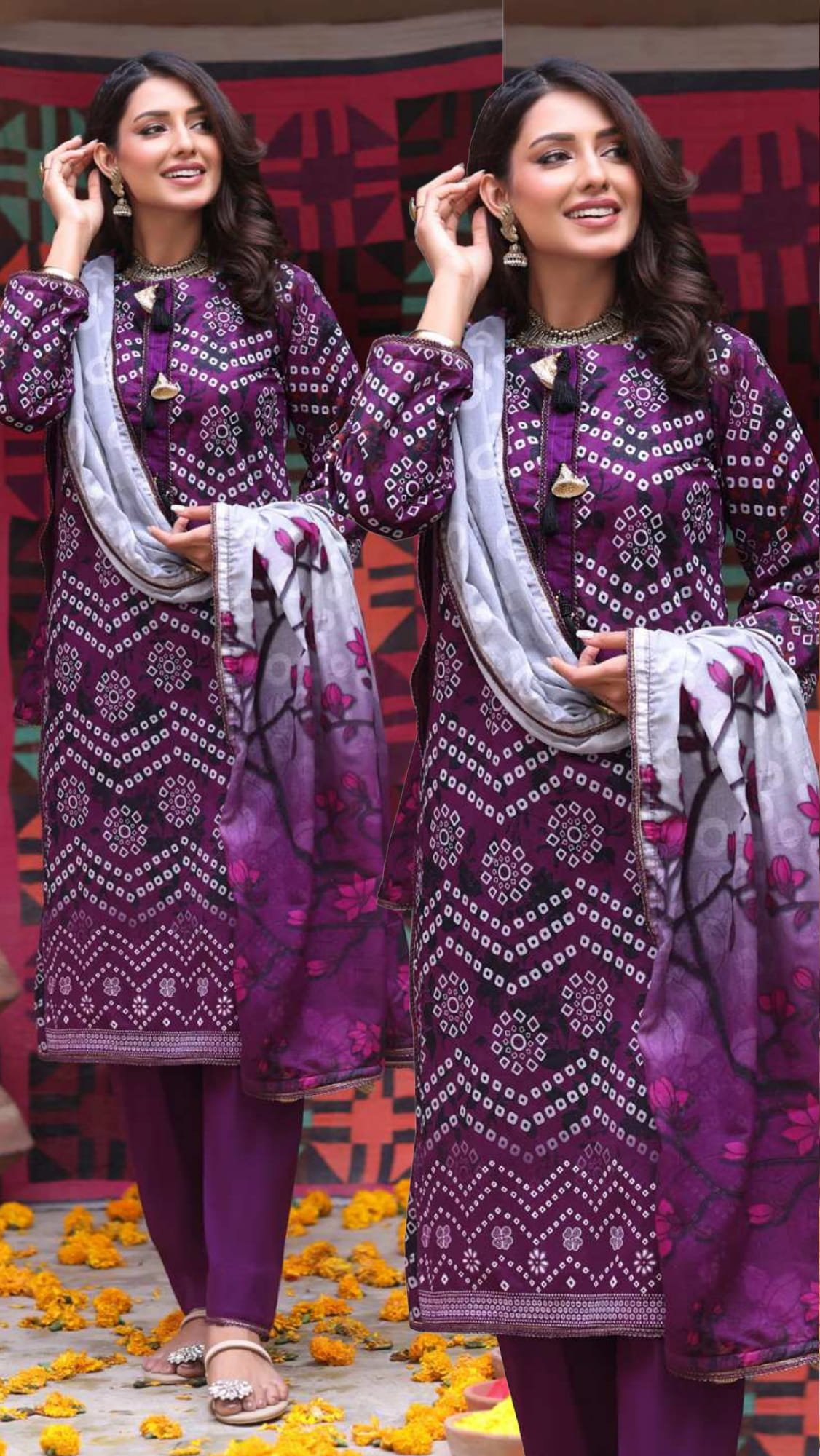 Heritage Chunri Digital Printed Lawn Collection (2026) – 3 Piece Unstitched - Image 4