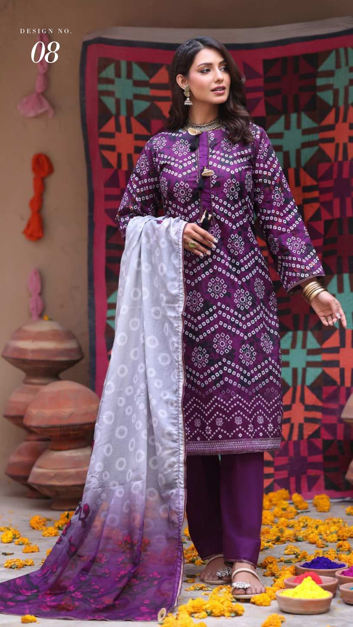 Heritage Chunri Digital Printed Lawn Collection (2026) – 3 Piece Unstitched - Image 6