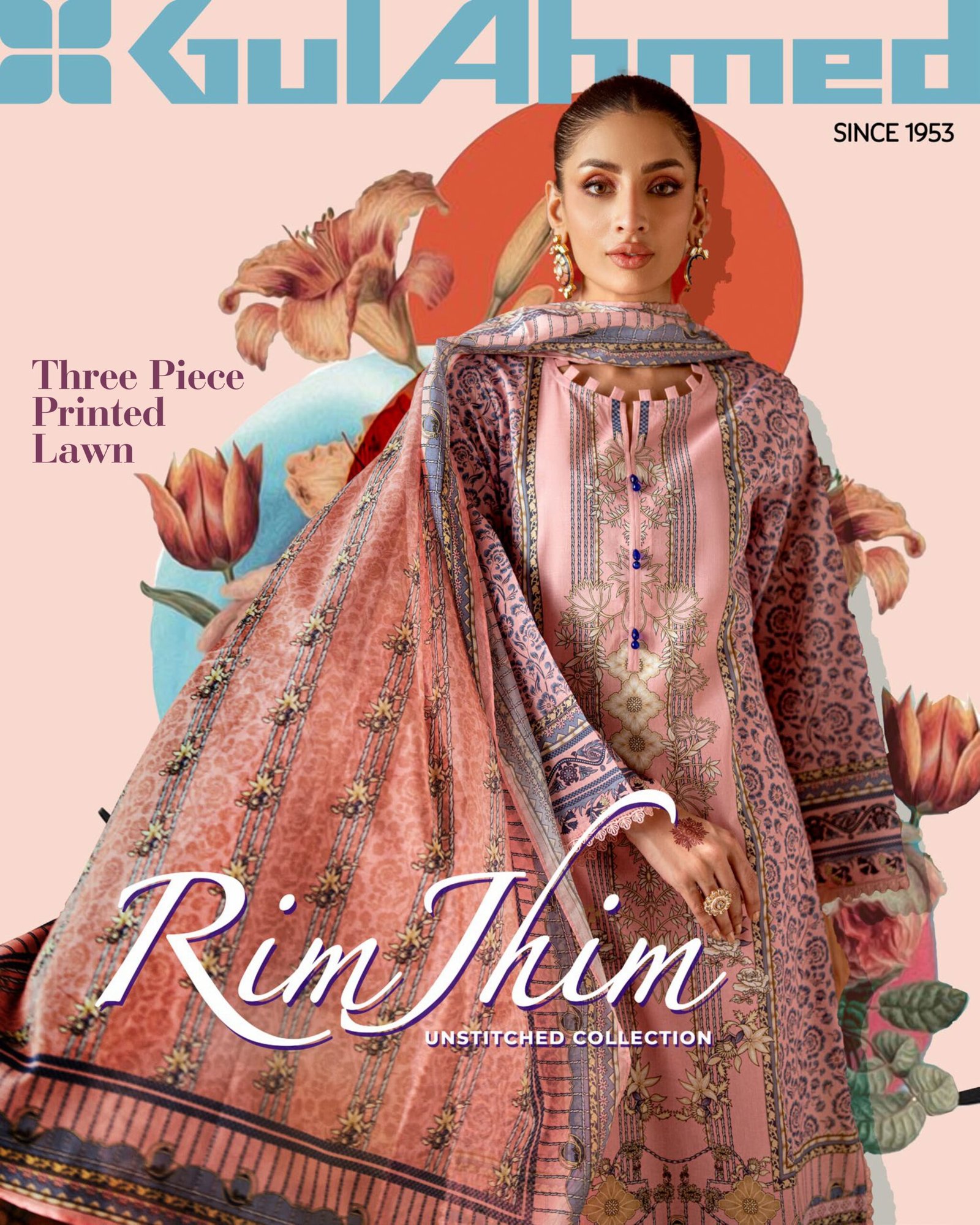 RIM JHIM by Gul Ahmed – Luxury Digital Printed Lawn 3-Piece Collection 2025