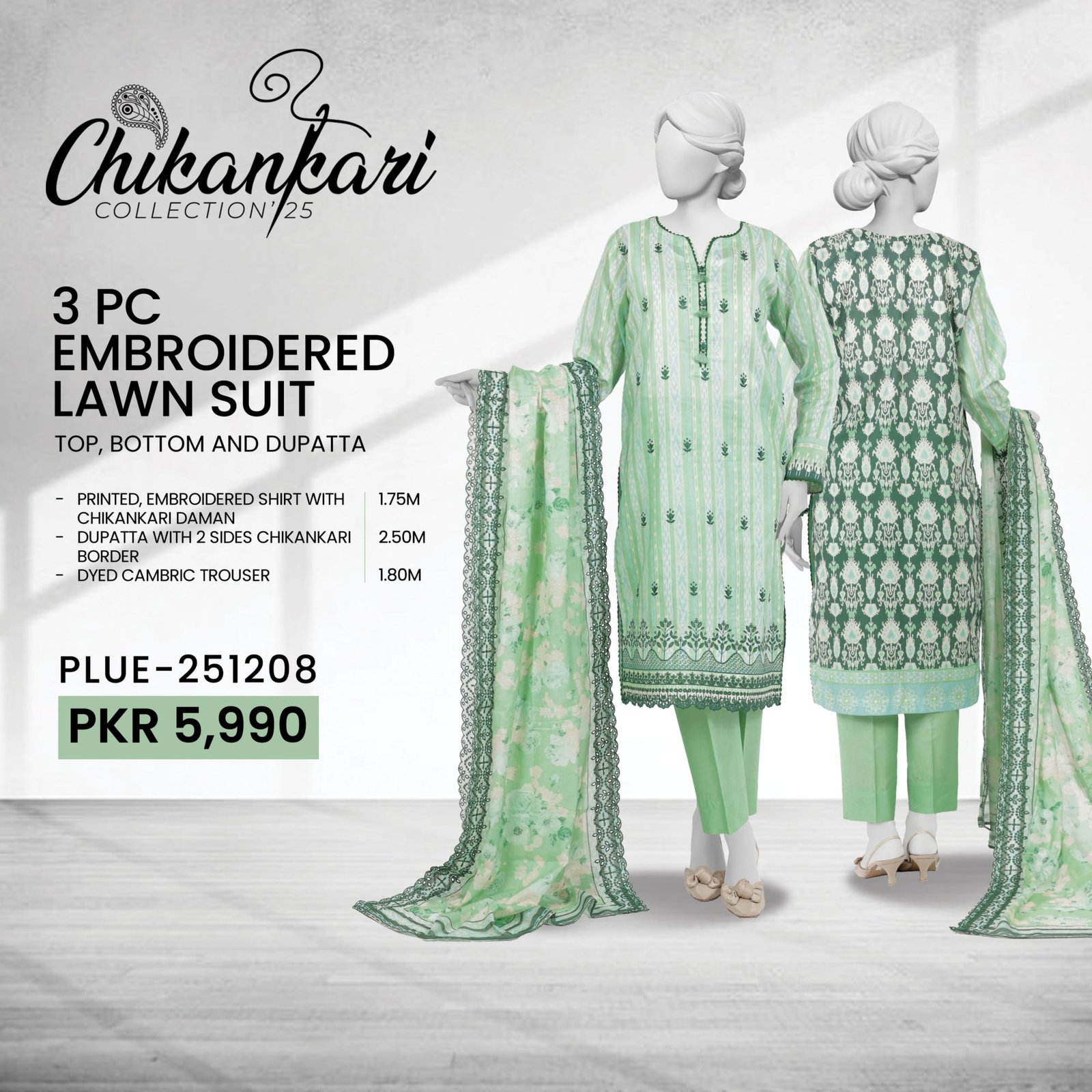 PANJNAD by J – Embroidered Chickankari Luxury Summer Lawn 3-Piece Collection (2026)