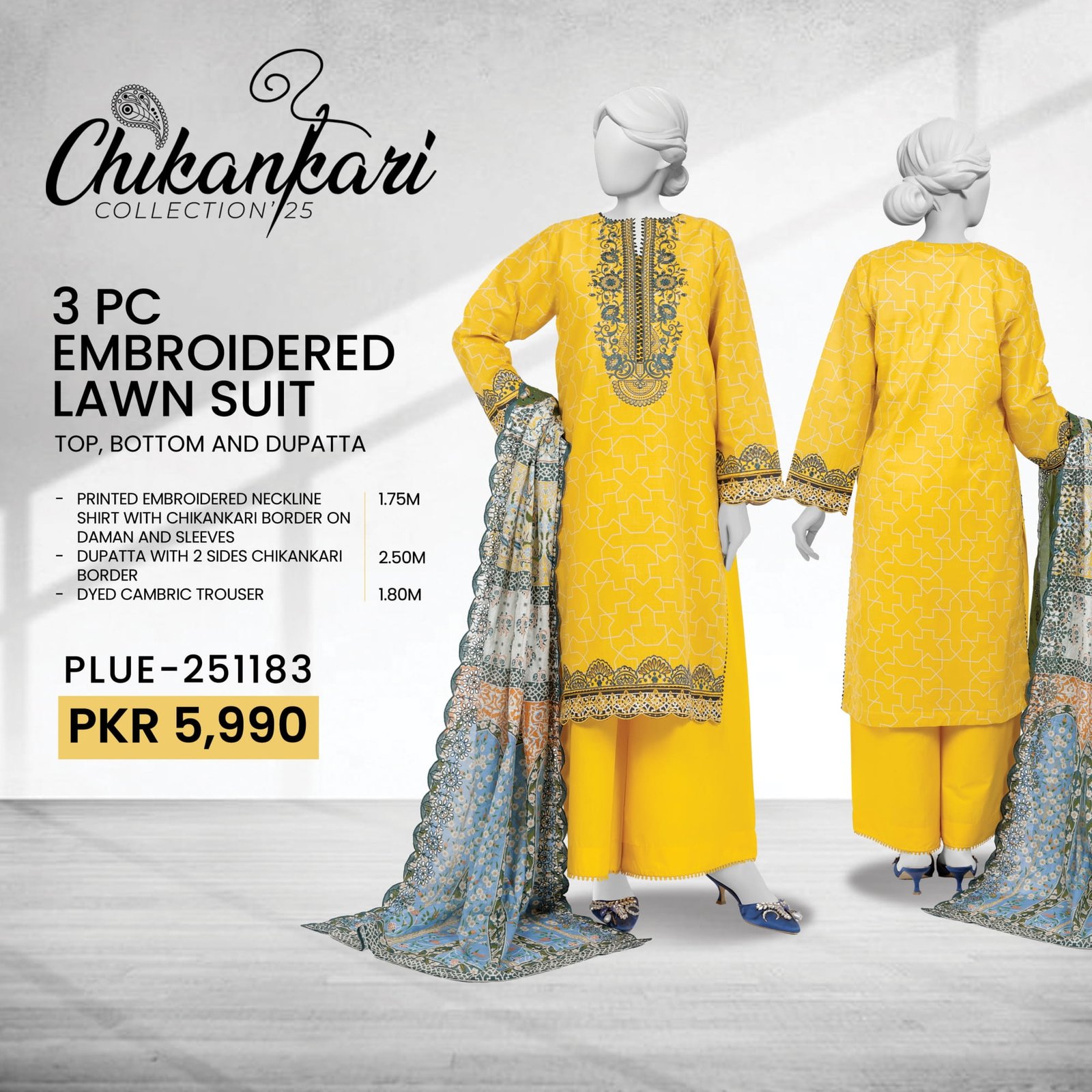 PANJNAD by J – Embroidered Chickankari Luxury Summer Lawn 3-Piece Collection (2026)