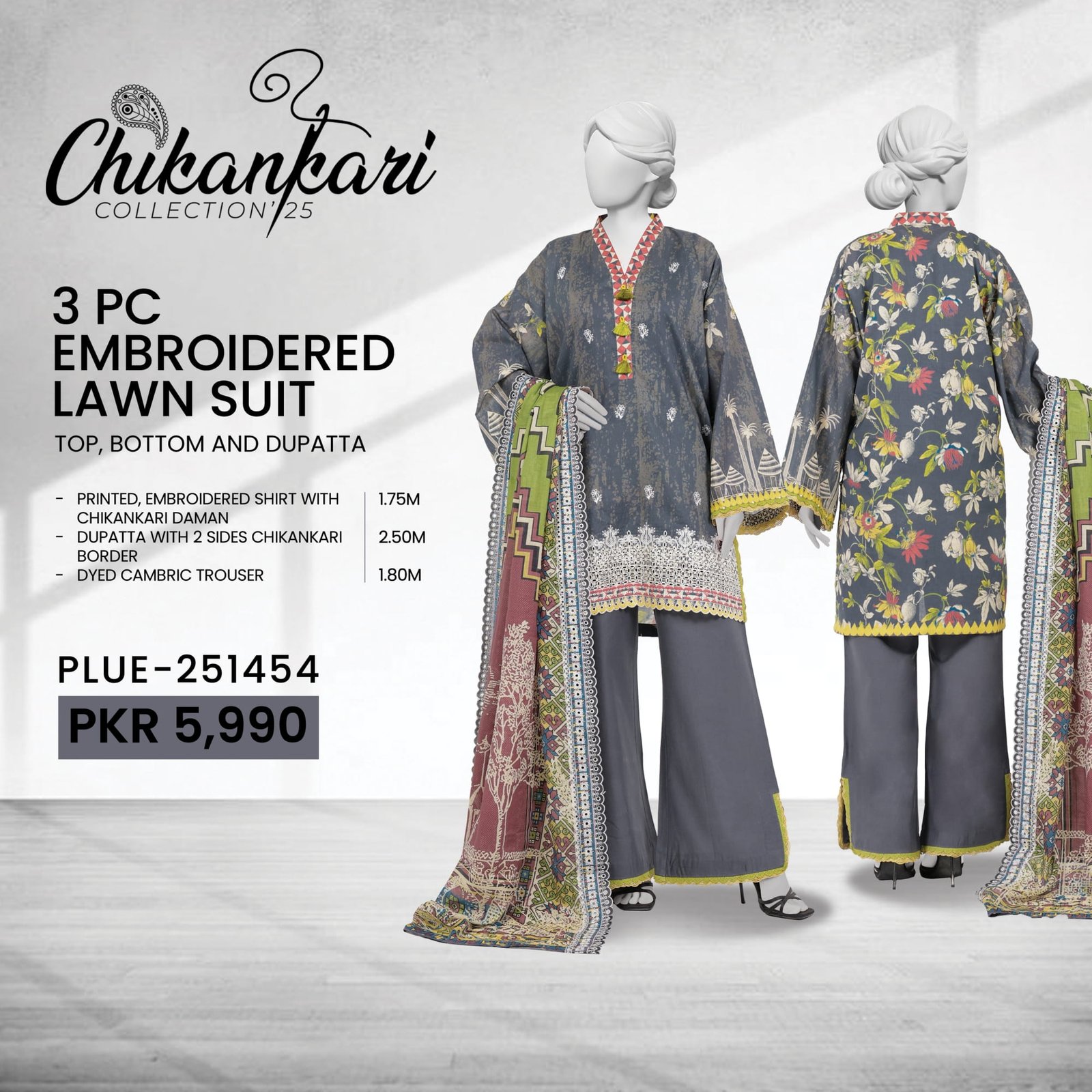 PANJNAD by J – Embroidered Chickankari Luxury Summer Lawn 3-Piece Collection (2026)