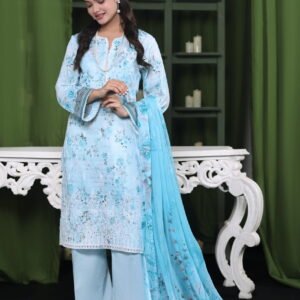 Moosa Jee Eid Collection 2026 – Lawnkari Doriya Schiffli Embroidered Lawn Suit