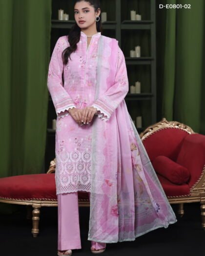 Moosa Jee Eid Collection 2026 – Lawnkari Doriya Schiffli Embroidered Lawn Suit