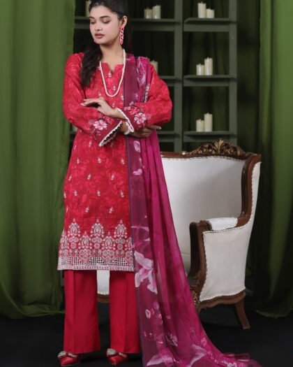 Moosa Jee Eid Collection 2026 – Lawnkari Doriya Schiffli Embroidered Lawn Suit