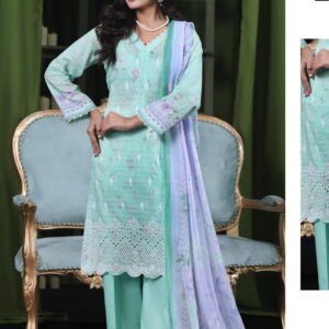 Moosa Jee Eid Collection 2026 – Lawnkari Doriya Schiffli Embroidered Lawn Suit