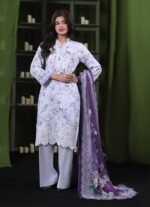 Moosa Jee Eid Collection 2026 – Lawnkari Doriya Schiffli Embroidered Lawn Suit