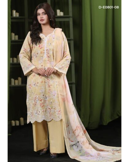 Moosa Jee Eid Collection 2026 – Lawnkari Doriya Schiffli Embroidered Lawn Suit