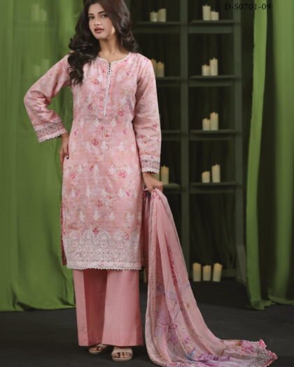 Moosa Jee Eid Collection 2026 – Lawnkari Doriya Schiffli Embroidered Lawn Suit