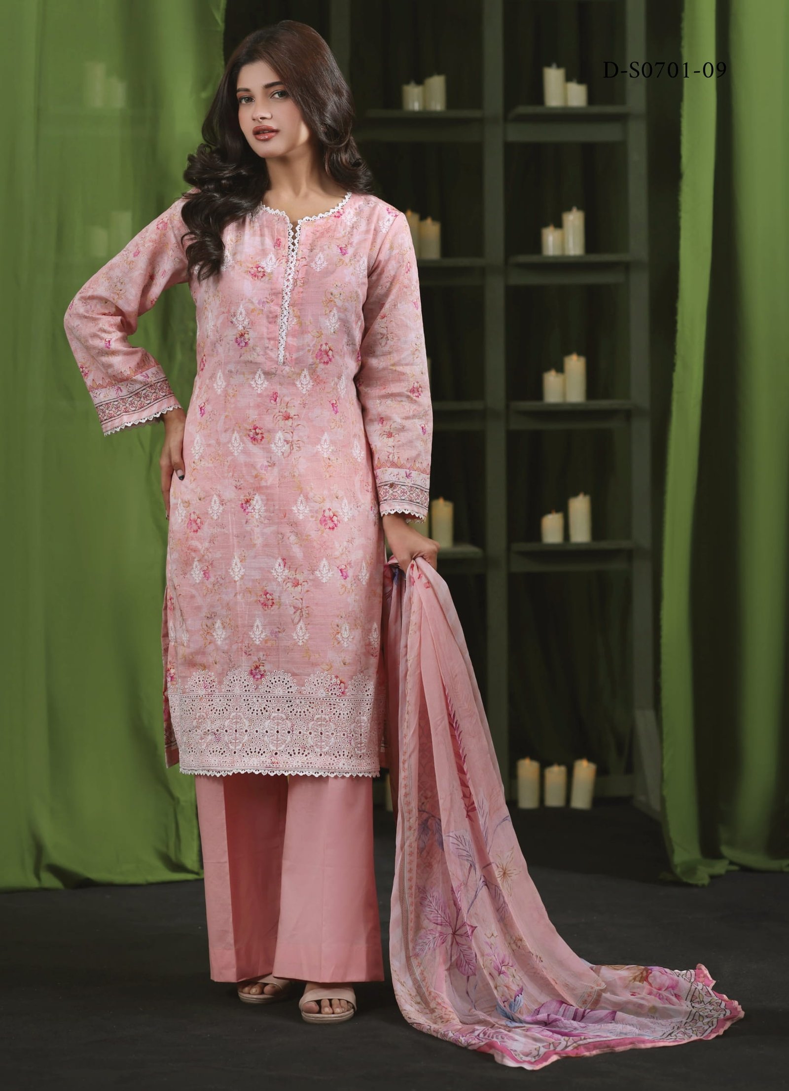 Moosa Jee Eid Collection 2026 – Lawnkari Doriya Schiffli Embroidered Lawn Suit