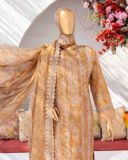 MEHAK Exclusive Lawn Embroidered Shirt With Embroidered Cutwork Lawn Dupatta