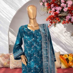 MEHAK Exclusive Lawn Embroidered Shirt With Embroidered Cutwork Lawn Dupatta