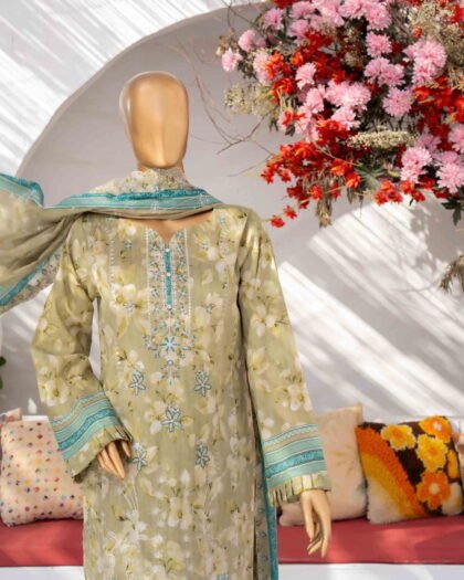 MEHAK Exclusive Lawn Embroidered Shirt With Embroidered Cutwork Lawn Dupatta