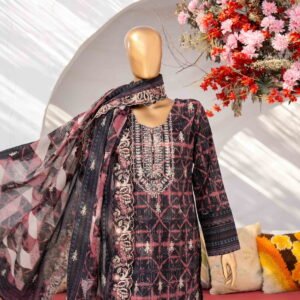 MEHAK Exclusive Lawn Embroidered Shirt With Embroidered Cutwork Lawn Dupatta